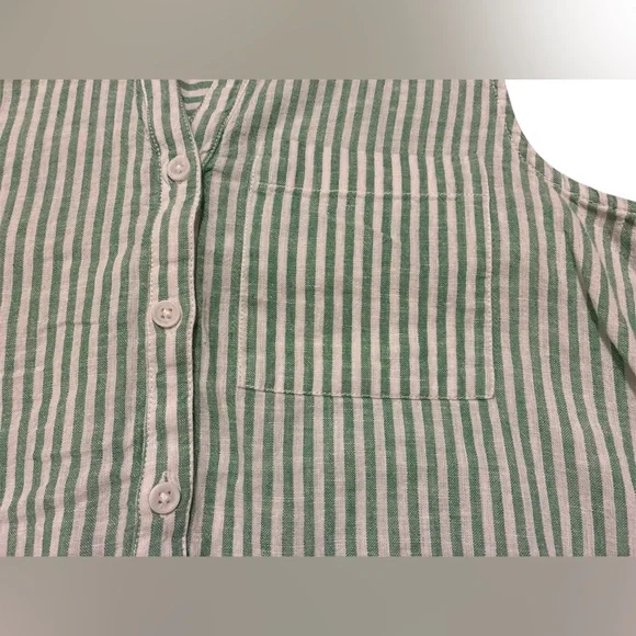 beachlunchlounge collection Linen/Cotton green & white stripe top. Size Small. - Picture 5 of 12